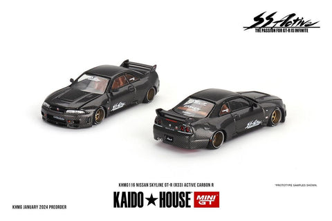 (Pre-Order) Nissan Skyline GT-R (R33) Active Carbon R Kaido House x Mini GT - Big J's Garage