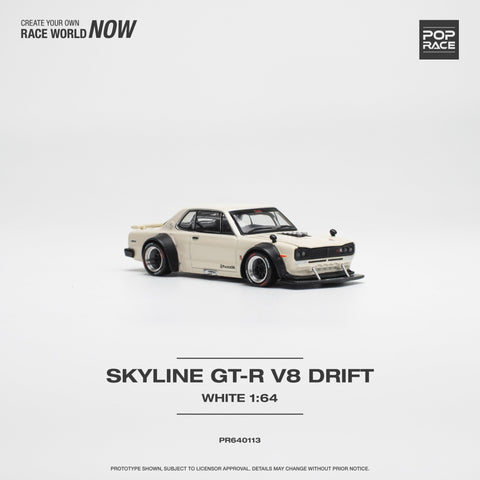 (Pre-Order) Nissan Skyline GT-R V8 Drift (Hakosuka) White Pop Race - Big J's Garage