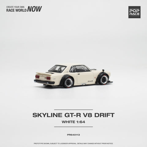 (Pre-Order) Nissan Skyline GT-R V8 Drift (Hakosuka) White Pop Race - Big J's Garage