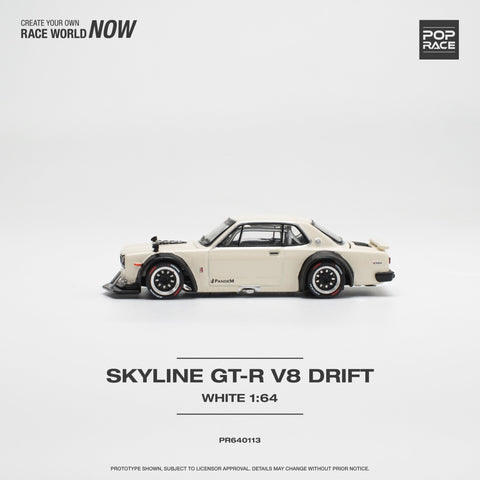 (Pre-Order) Nissan Skyline GT-R V8 Drift (Hakosuka) White Pop Race - Big J's Garage