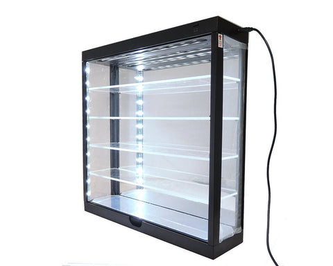 Showcase 5-Tier LED Wall Mountable Display Case – Black Case with Mirror Rear Panel – MiJo Exclusives - Big J's Garage